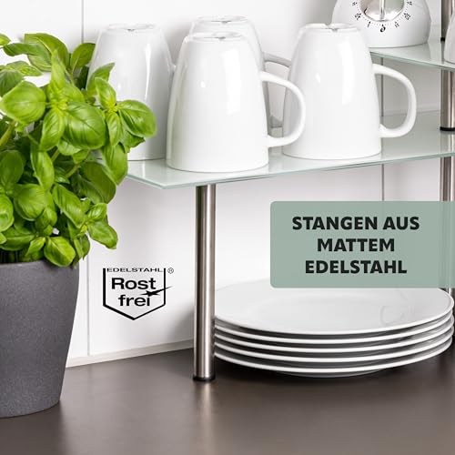 bremermann Estantería esquinera de Cristal, estantería de Cocina de Cristal y Acero Inoxidable (Blanco) - imagen 7