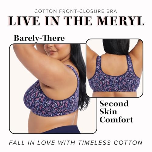 Image of LEADING LADY, Meryl, Front-Closure Cotton Bra, Comfort Sleep for Women, Breathable, Unlined, Full Coverage, Wireless, 36A-56H