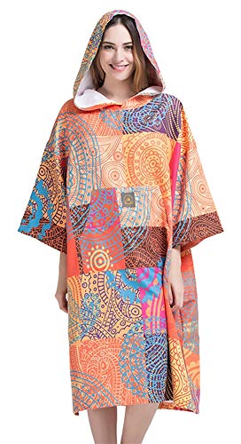Icegrey Adultos Changing Robe Toalla Poncho con Capucha para Hacer Surf, Nadar Traje de Cambio, Talla única Boho
