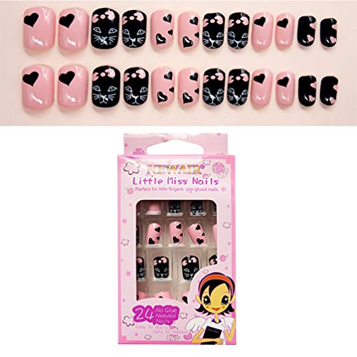 Minkissy Kunstnägel für Kinder, bunt, zum Aufdrücken auf Nägel, volle Abdeckung, kurz, tolles Weihnachtsgeschenk für… – Bild 6