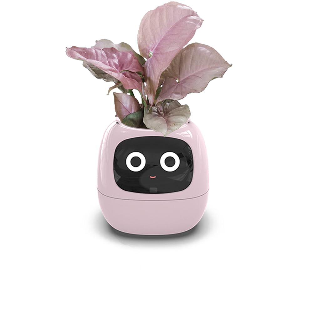 Generico Tuya Smart Pet Planter Robot Adorabile Compagno di Piante Vaso Intelligente 7 Sensori Intelligenti Display Tempo/Data/Luminosità/Movimento Vaso Innaffiatura Automatica (Rosa)