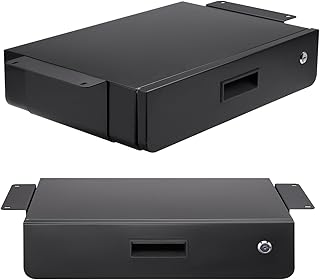 Maclean MC-461 Gaveta ergonómica com chave de montagem sob secretária organizador, preto, máx. 5 kg