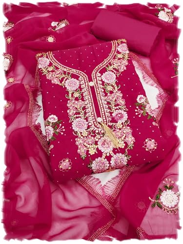 Image of Women's Georgette Embroidery Work Unstitched Dress Material