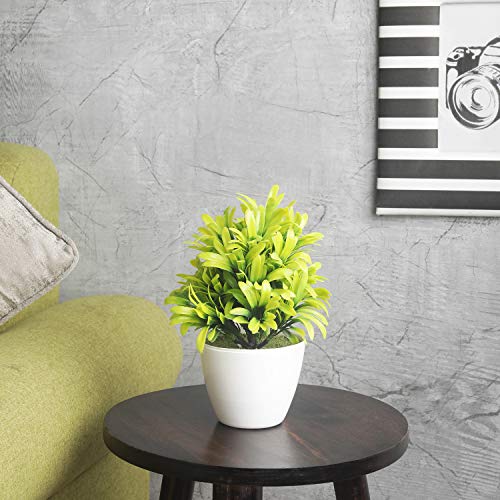 Image of Foliyaj Artificial Plant with Long Green Leaves|Bonsai Tree|Artificial Flower|with Pot|Home Decor for Living Room Home Office Shop|House|Gift|Decoration