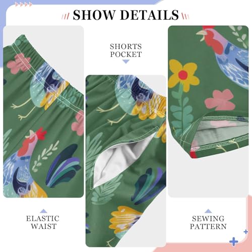 ZZXXB Cock Spring Flowers Boys Long Pants Soft Trousers Elastic Waist Kids Lounge Bottoms with Pockets S-XL4