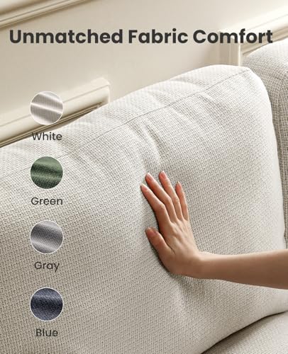 Image of Amada 65 inch Loveseat Sofa, 2 Seater Couch Sofa for Living Room, Modern Sofa with Wide Armrests & Deep Seats, Comfy Couch with Removable Washable Covers & Linen Fabric, Easy Assembly (White, 2 Seater)
