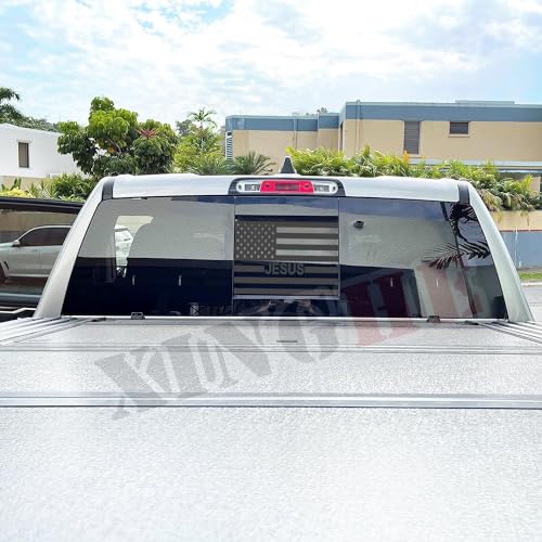 Image of Xinghe for 2019 2020 2021 2022 2023 2024 2025 Chevy Silverado GMC Sierra, Rear Middle Window American Flag Decals Stickers for Truck (Black Jesus, for 19-25 Sierra Silverado)