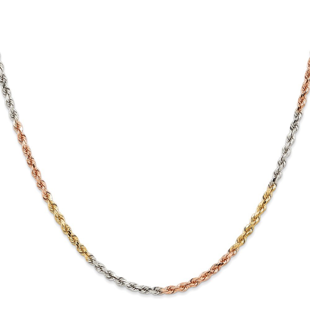 Shirin Diamond Center 14k Tri-Color 2.9mm D/C Rope Chain 7 Inches
