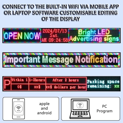 P10 Outdoor Full Color Programmable LED Signs with WIFI,High Brightness Scrolling LED Display for Advertising Sign Board (115"x 14") by WUSWENSZ - Image 5