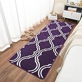 Mejorug 2x6 Purple White Fluffy Runner Rug, Washable Entryway Soft Shaggy Non-Slip Rugs, Indoor Carpet for Hallway, Kitchen, Living Room, Bedroom, Nursery Home Decor