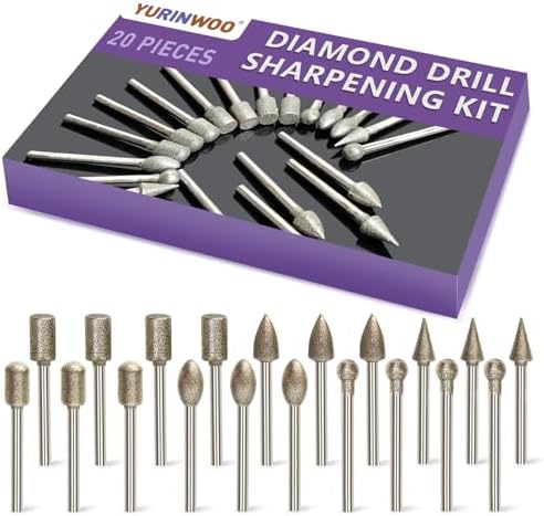 Stone Carving Set Diamond Burr Bits Compatible with Dremel Rotary Tool, 20Pcs Diamond Grinding Bits Polishing Kits with 1/8Inch(3mm) Shank for Stone Glass Ceramics Tile Carving, Cutting, Grinding