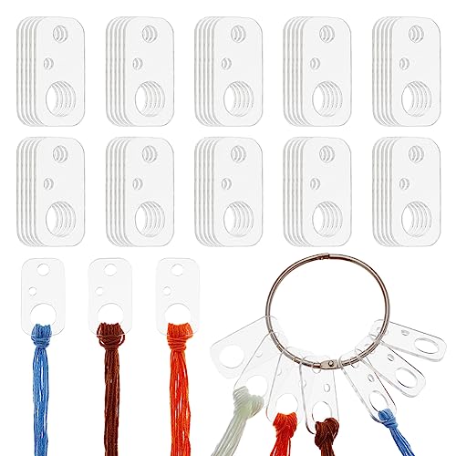 OLYCRAFT 50Pcs Clear Acrylic Bobbins with Hinged Ring Rectangle Acrylic Bobbins Cross Stitch Tread Bobbins Sewing Thread Winding Thread Bobbins Organizers for Sewing Storage DIY Crafts