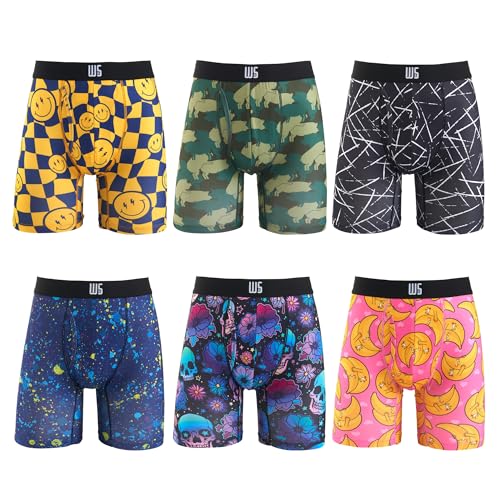 Warriors & Scholars Chafe Safe Pouch Boxer Briefs For Men Pack Of 6, Ultra Soft, Moisture-Wicking, Buldge Enhancing Underwear