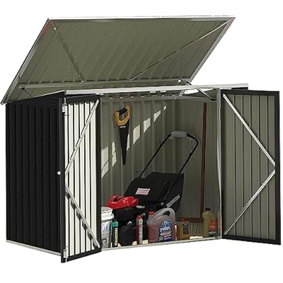 Devoko Outdoor Storage Shed 5.8 x 3.3 FT Metal Trash Shed Waterproof Outside Storage with Lid Chain Hydraulic Gas Rod for Trash Can Weeding Tools