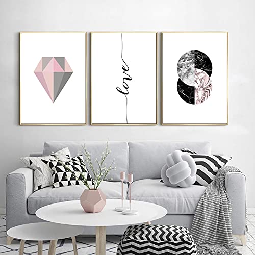 Affiches imprime salon décor moderne abstrait géométrique diamant 3pcs