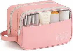 Necessaire Modular com Dois Zíperes e Bolso Integrado – Para Uso em Viagens, Academia e No Dia a Dia (Rosa)