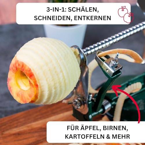 Foto von Westmark Apfelschäler/-schneider/-entkerner, mit Saugfuß, 30,5 x 10,5 x 13 cm, Rostfreier Edelstahl/Aluminium, Apfeltraum, Grün/Silber, 11442260
