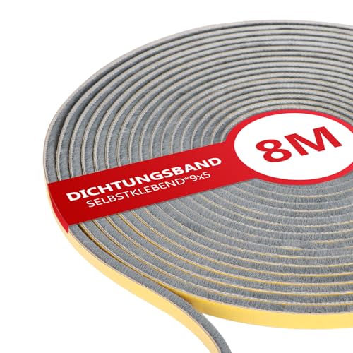XEEINC 8M Junta de cepillo autoadhesiva, 9 mm (ancho) x 5 mm (D) para persianas, puerta corredera, con adhesivo ideal, junta de cepillo de puerta, protección contra insectos para ventanas y puertas