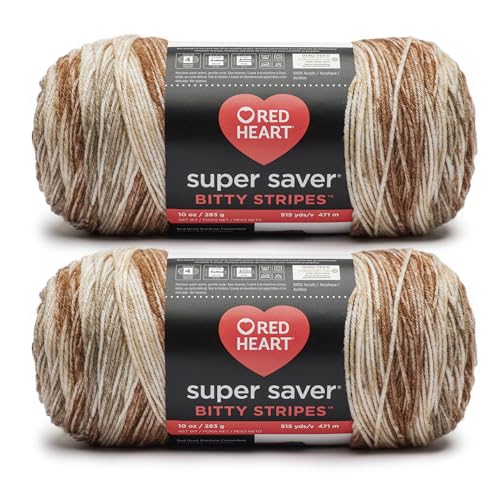 Image of Red Heart Super Saver Bitty Stripes Rattan Yarn - 2 Pack of 10oz /283g - 100% Acrylic - #4 Worsted (Medium) - 515 Yards - Knitting /Crochet
