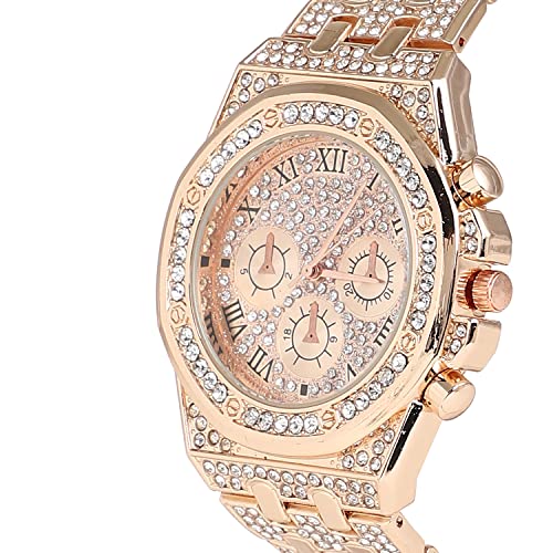 Image of Haute Sauce Women's Embellished Analog Dial with Stainless Steel Strap | Battery Power | Foldover Closure | Quartz Movement | Fashion Wrist Belt Watch for Female and Girls