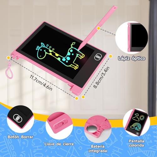 12 Piezas Tableta de Escritura LCD 4.5 Pulgadas, Electight Tablet Escritura Pantalla Colorido, Tableta Escritura Niños con Borrable y Bloqueo Función, Cumpleaños para Niñas y Niños de 3-12 Años - imagen 3