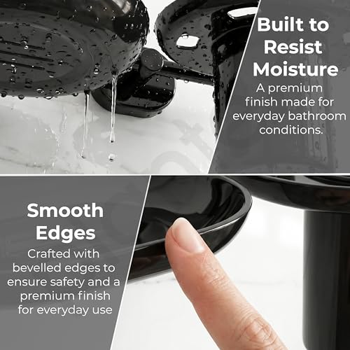 Image of Plantex J4 Stainless Steel Soap Dish with Tumbler Holder /Soap and Brush Holder for Bathrooom /2 in 1 Soap Holder with Toothbrush Holder /Bathroom Accessories (PVD Black Finish) Onix