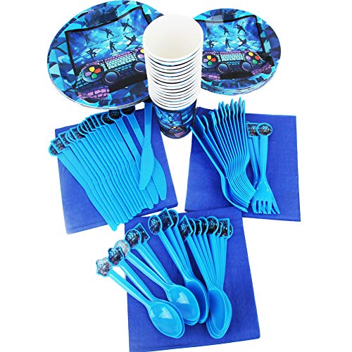 Video Game Birthday Party Supplies And Favors, Serves 16, Game Party Plates, Cups, Napkins, Cutlery, Gaming Party Tableware Game Day Party 1St Baby Shower For Kids #TOP3