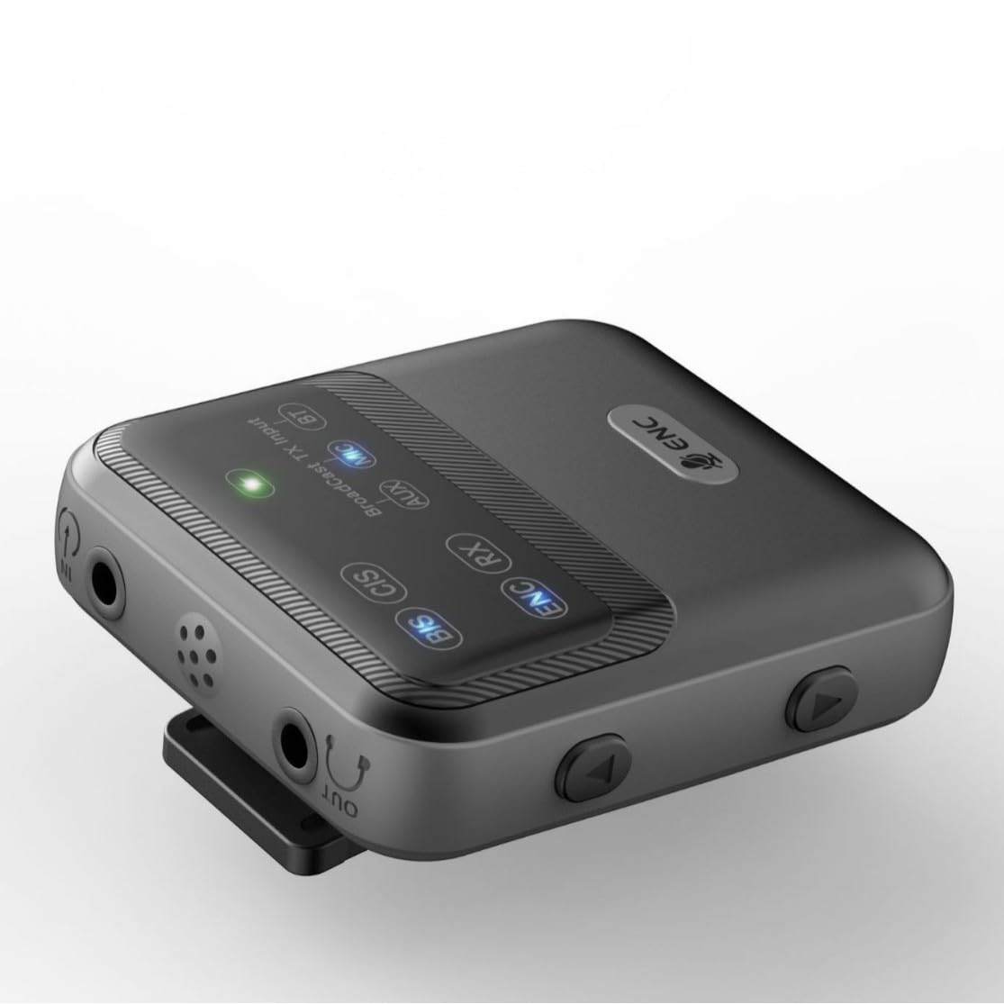 Tosuny Bluetooth 6.0 Trasmettitore e Ricevitore 2 in 1, Gamma 100 Piedi 20 Ore modalità di Trasmissione con Cancellazione del Rumore ENC, Adattatore Wireless a Clip per la Conferenza