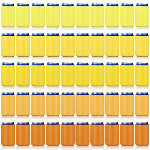 Qinyoung 50 Pack Blank Can Cooler Sleeves Bulk, Gradient Orange