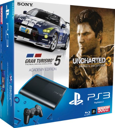 Console PS3 Super slim 500 GB + Uncharted 3 GOTY + Gran Turismo 5 Academy Edition [import allemand]