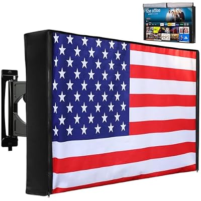 Weatherproof Outdoor TV Cover - 48 to 50 Inch, Heavy Duty 600D Oxford, Zipper Waterproof Shield with Front Flap for Flat Screen TVs
