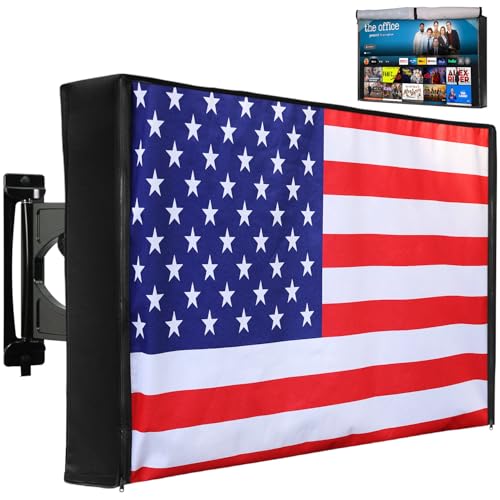 TV-Abdeckung für den Außenbereich, 60 bis 65 Zoll, wetterfest, Reißverschluss, wasserdicht, für den Außenbereich, Outdoor-TV-Displayschutzfolien mit Frontklappe für Flachbildschirm, Outdoor-Fernseher