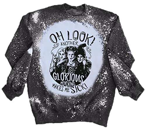 Halloween gebleichtes Sweatshirt Damen Sanderson Sisters Hocus Pocus Graphic Tee Casual Langarm Pullover Tops, Grau, L Cover
