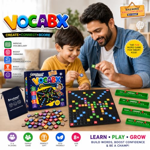 Image of Braintastic VocabX Word Board Game for Kids 8+ | Educational Word Building & Vocabulary Game | Crossword Style Family Game for 2-4 Players