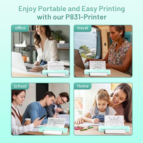 Image of Phomemo Portable Printers Wireless for Travel, P831 Bluetooth Thermal Transfer Printer Support 8.5 inch x 11 inch US Letter /A4 /A5 /B5 Copy Paper, 300DPI Inkless Mobile Printer for iPhone, Android & Laptop