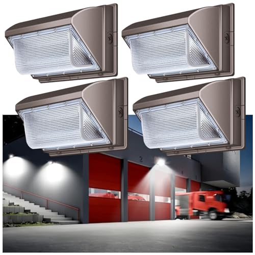 120W LED Wall Pack, 15840 Lumen Super Bright Outdoor Wallpack Lights, 5000K Waterproof Commercial Security Wall Mount Exterior Flood Lighting for House Yard Building Warehouse 4Pack