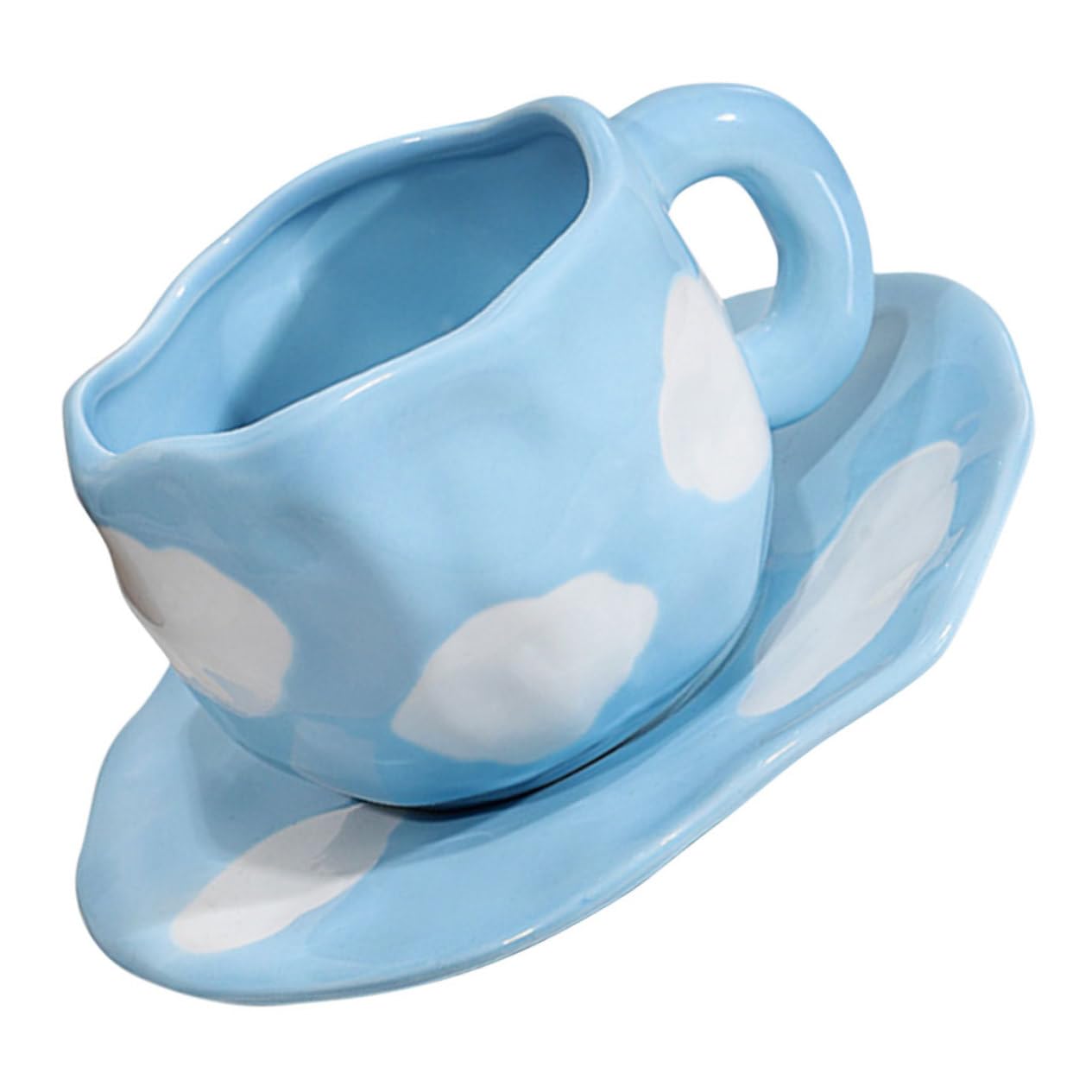 Healifty Taza de Café Retro de Cerámica con Platillo, Diseño Nube