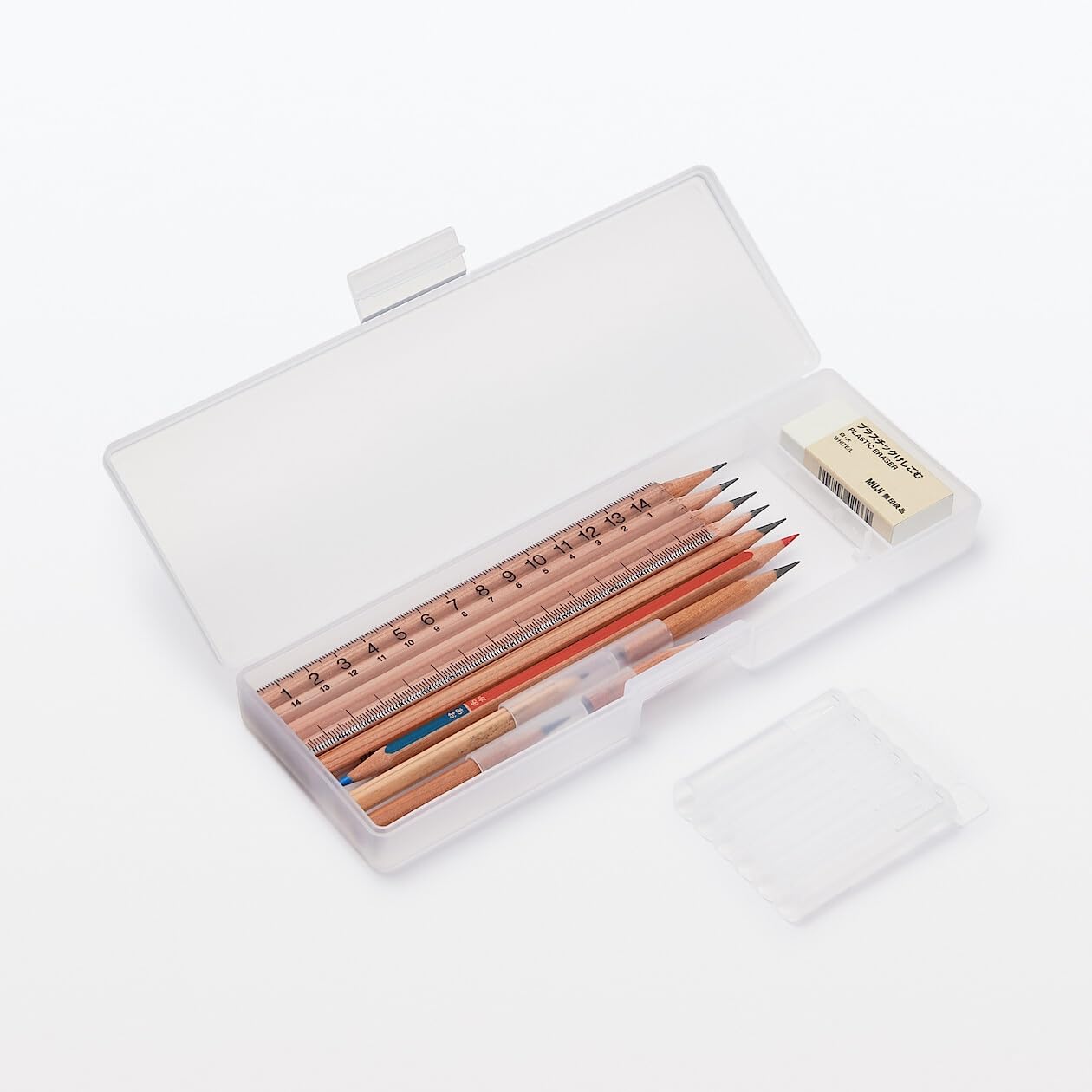 MUJI 無印良品 Juego de goma de borrar de plástico, tamaño grande, negro duro y blanco, fabricado en Japón (blanco, pequeño)