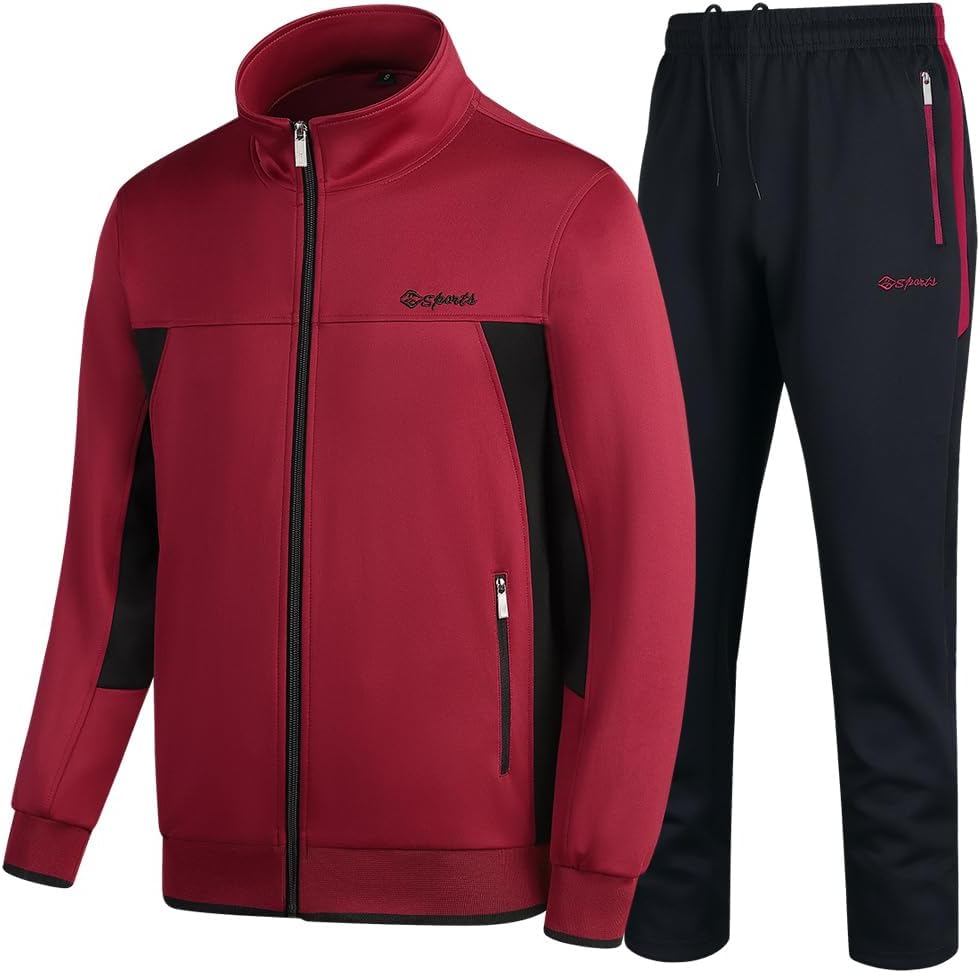 Men's Casual Tracksuit Long Sleeve Sweatsuit Athletic Set Full Zip Running Jogging Sports Jacket and Pants