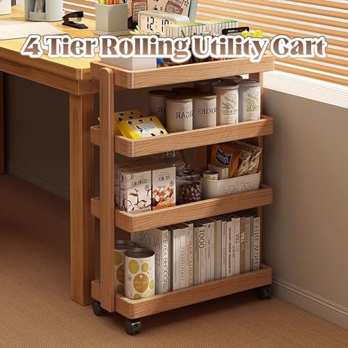 Chariot de rangement en chêne véritable pour une maison douce et ordonnée