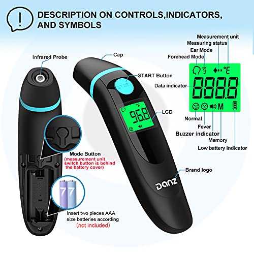 Forehead Thermometer For Adults, 4 In 1 Ear Thermometer For Kids, No Touch Baby Thermometer, Digital Thermometer With Fever Alarm And Object Measurement - Fast, Reliable And Accurate #TOP6