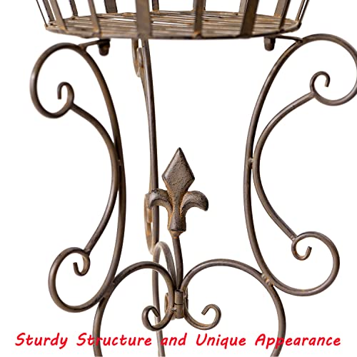 2 Pack Metal Tall Plant Stands, 25 Inch Wrought Iron Plant Stand, Heavy Duty Fleur-De-Lis Pot Stand Pedestal Holders, Unique Decorative Potted Planter Display Rack For Indoor, Outdoor, Patio, Lawn, Garden #TOP2