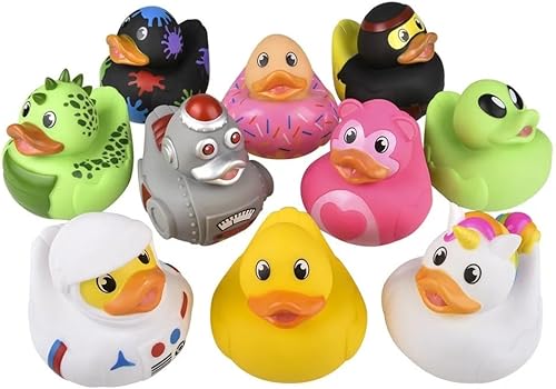 Miniatura 6 de Big Rubber Ducky - Mezcla coleccionable (5.5 pulgadas) de alienígena, robot, dinosaurio, salpicadura, ninja, confeti, corazón rosa, amarillo,