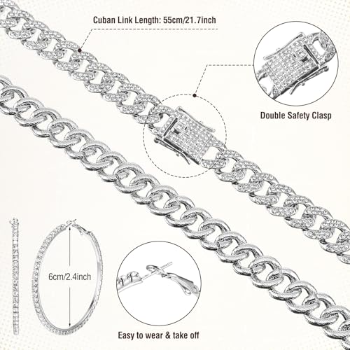 Image of Tisancy 4 Pcs Rhinestone Belt for Men Women Glitter Cowboy Hat Diamond Chain Earring Outfit for Party Supplies