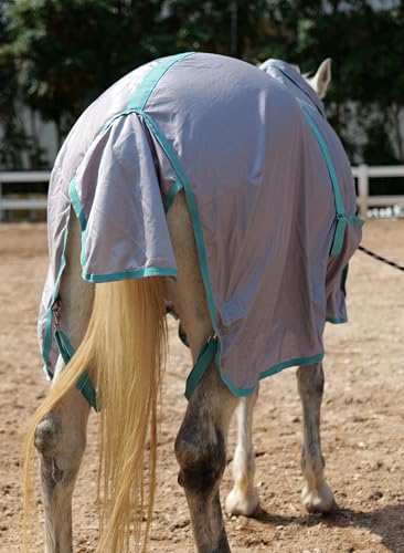 Image of LEAFOREST Horse Mesh Combo Fly Sheet with Adjustable Belly Guard and Detachable Neck Cover Lightweight and Breathable Protect Equines Gray 78 inch