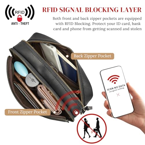 S-ZONE Top Grain Leather Crossbody Bags for Women RFID Blocking Shoulder Purses3
