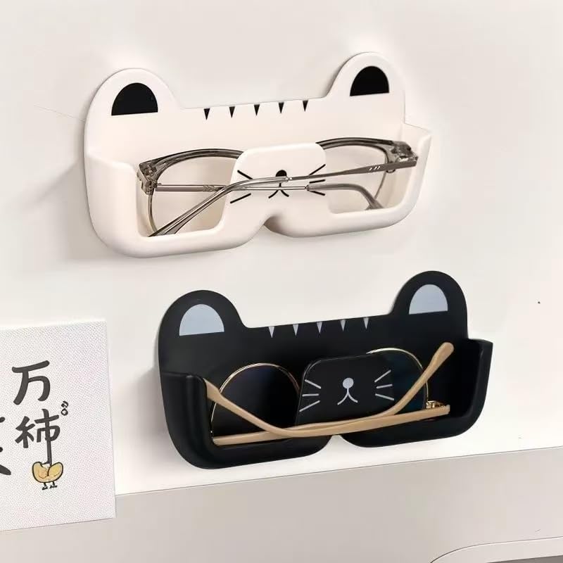 Image of 2 Pack Sunglass Organizer Wall, Cat-shaped Sunglasses Holder Organizer Wall, Glasses Organizer for Entryway Living Room Bedroom Bathroom(WHITE+BLACK)