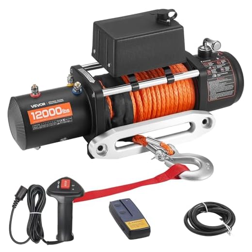 VEVOR Electric Winch, 12000 lbs Load Capacity, 12V DC Truck Winch with Φ0.36 in x 75.5 ft Synthetic Rope, Wireless & Wired Remote Control, IP55 Waterproof for Towing Off-Road SUV Jeep Trailer