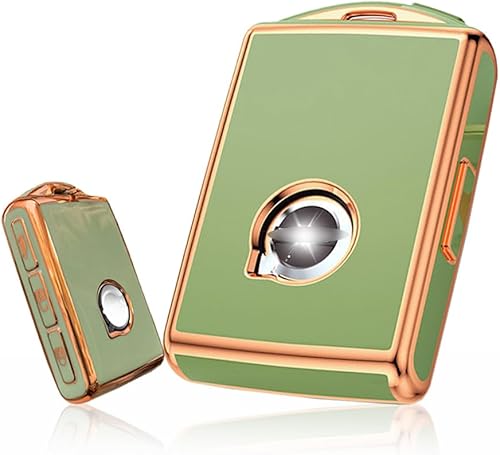 Miniatura 10 de SANRILY Funda para llavero de TPU con borde dorado para Volvo Key Fob Cover XC90 XC60 S60 XC40 sin llave cubierta completa, color blanco roto