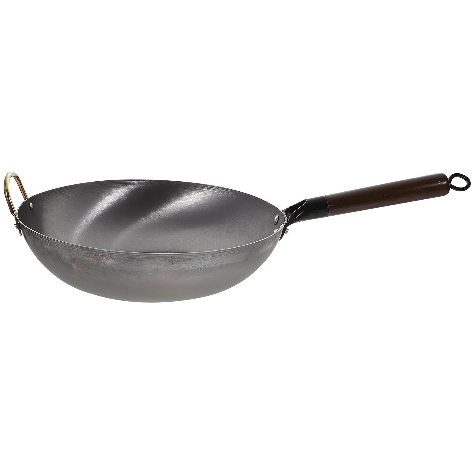 Sartén Wok de Hierro Negro Fondo Liso, Estilo Tradicional